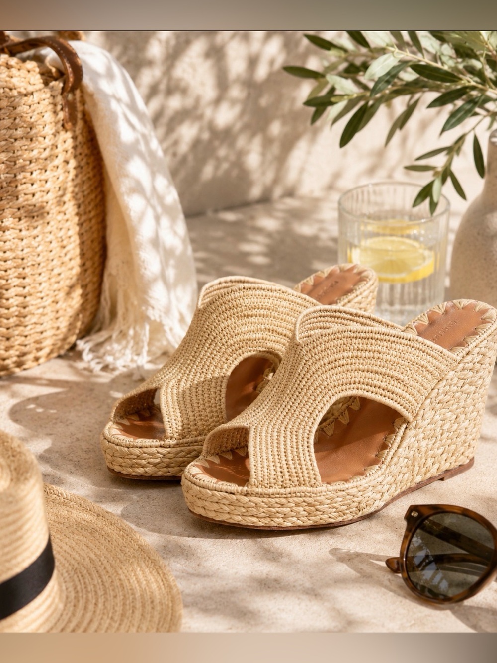 Carrie Forbes Lina Raffia slide wedge sandal 39